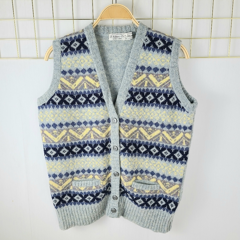 B. Altman & Co. Made in Norway Fair Isle Nordic Shetland Wool Vintage Vest